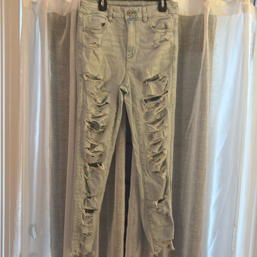 American eagle extremely distressed jeans